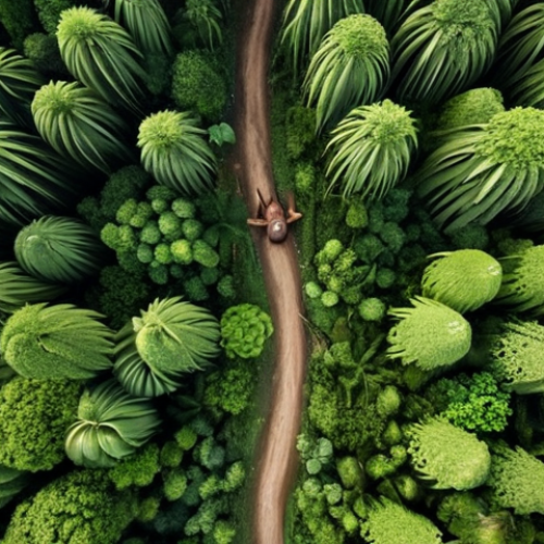 Home 22 A drone's-eye view of a lush Malaysian rainforest, focusing on orangutans in their natural habitat. Capture the advanced technology used in ecosystem monitoring.